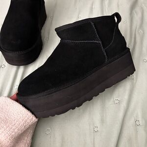 UGG Black Suede Platform Boots